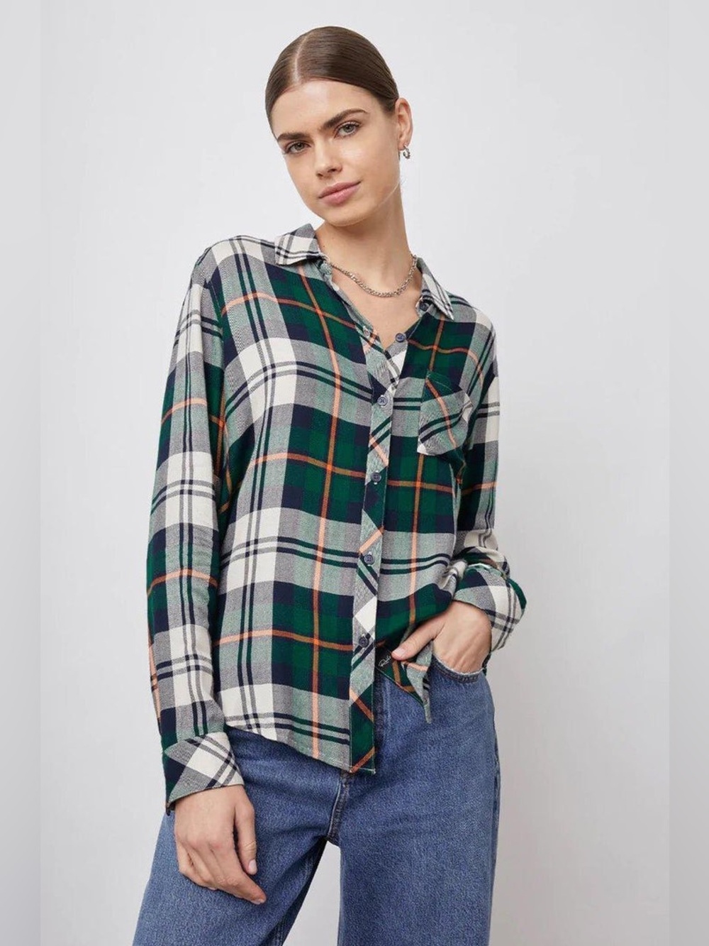 Rails Hunter Flannel Plaid Shirt in Forest Navy Stone Size XS